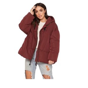 Free People Hailey Puffer Jacket in Wine Size Small
